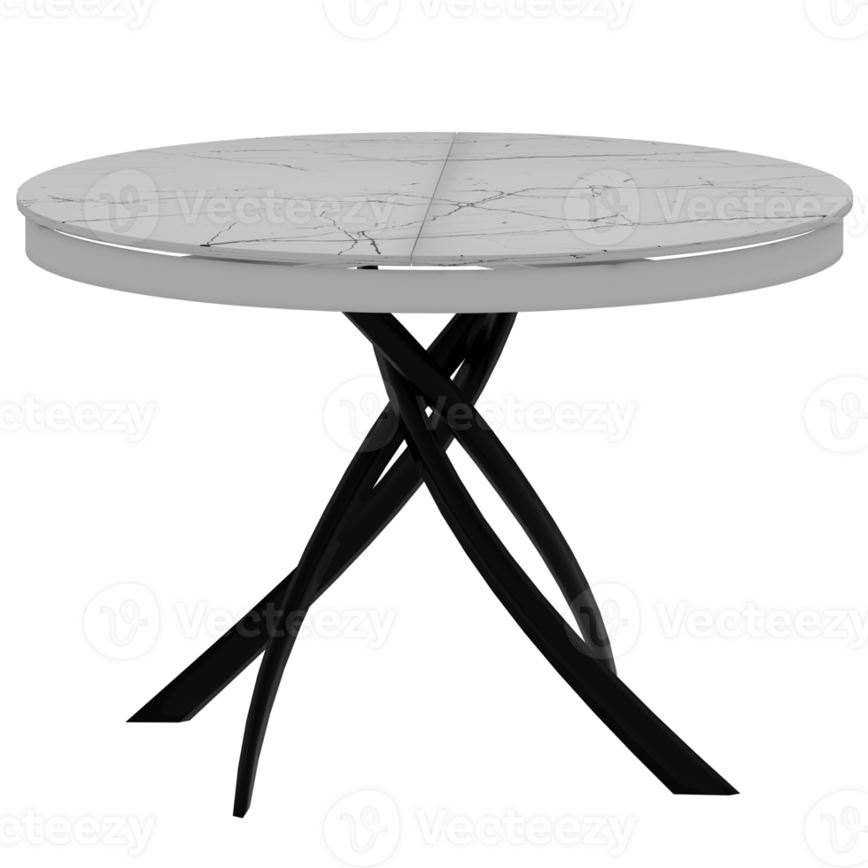 Render white marble table with black legs png