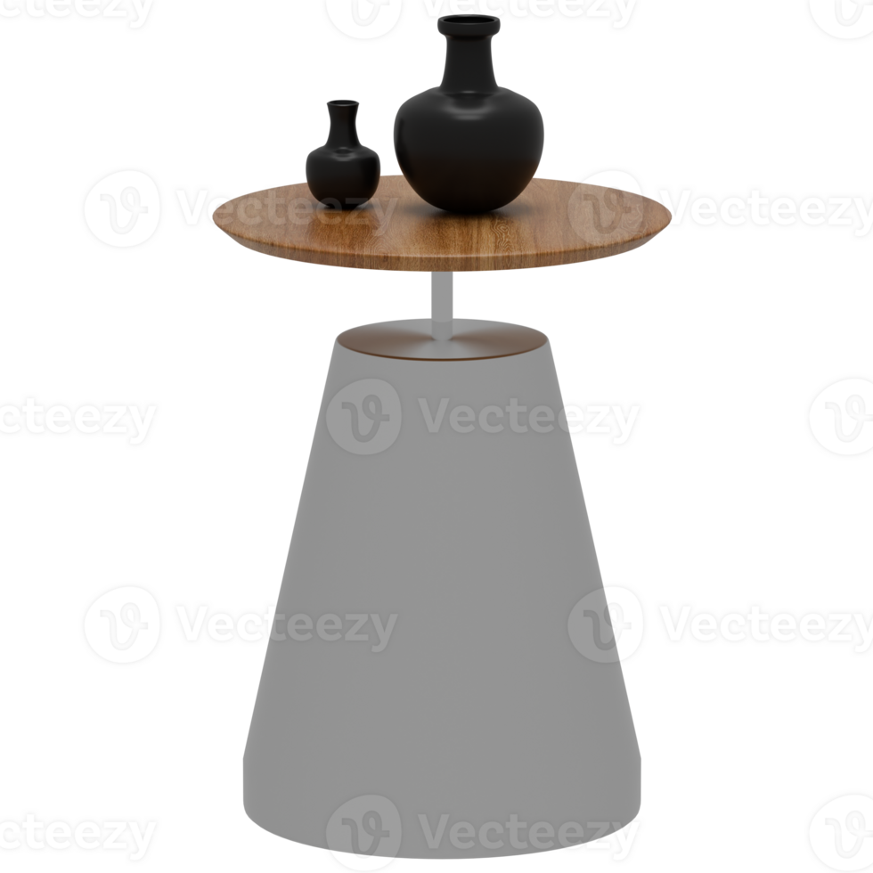A table with two vases on it png