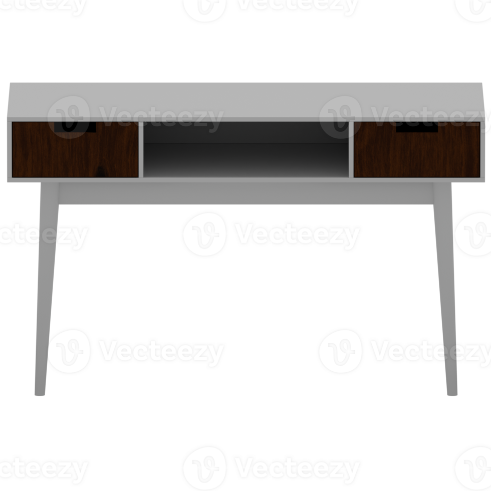 3d desk with two drawers and a shelf png