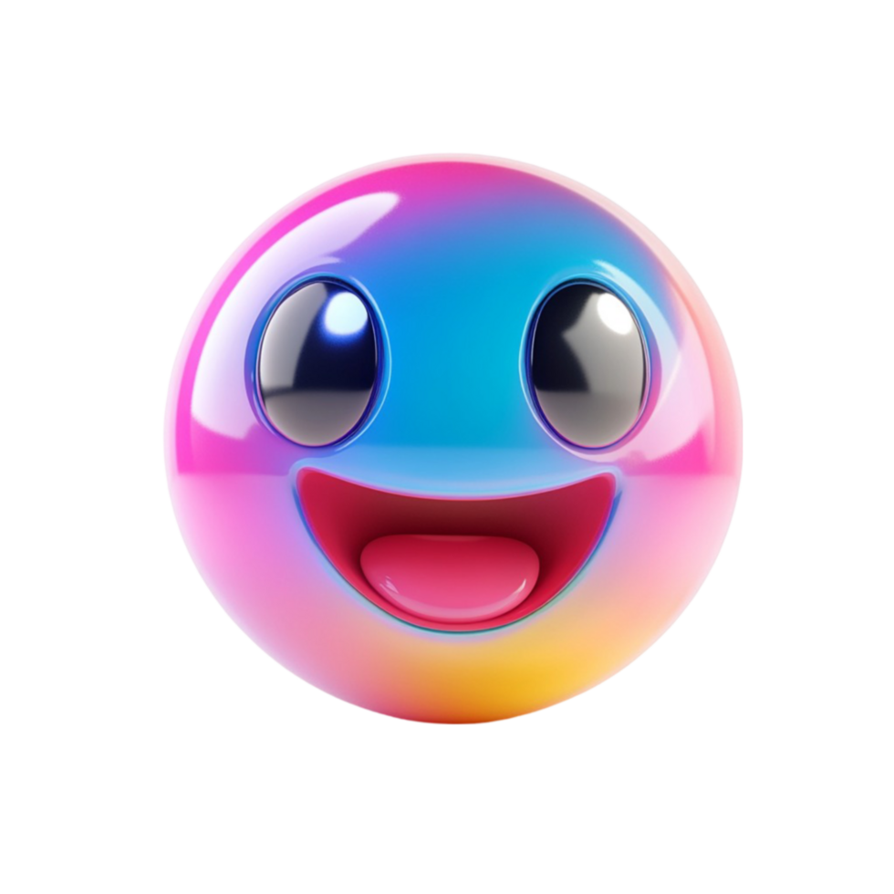 Colorful 3D Emoji Smiley Face with Bright Design png