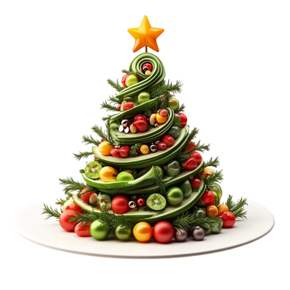 Christmas Tree with Colorful Ornaments and Star Topper png