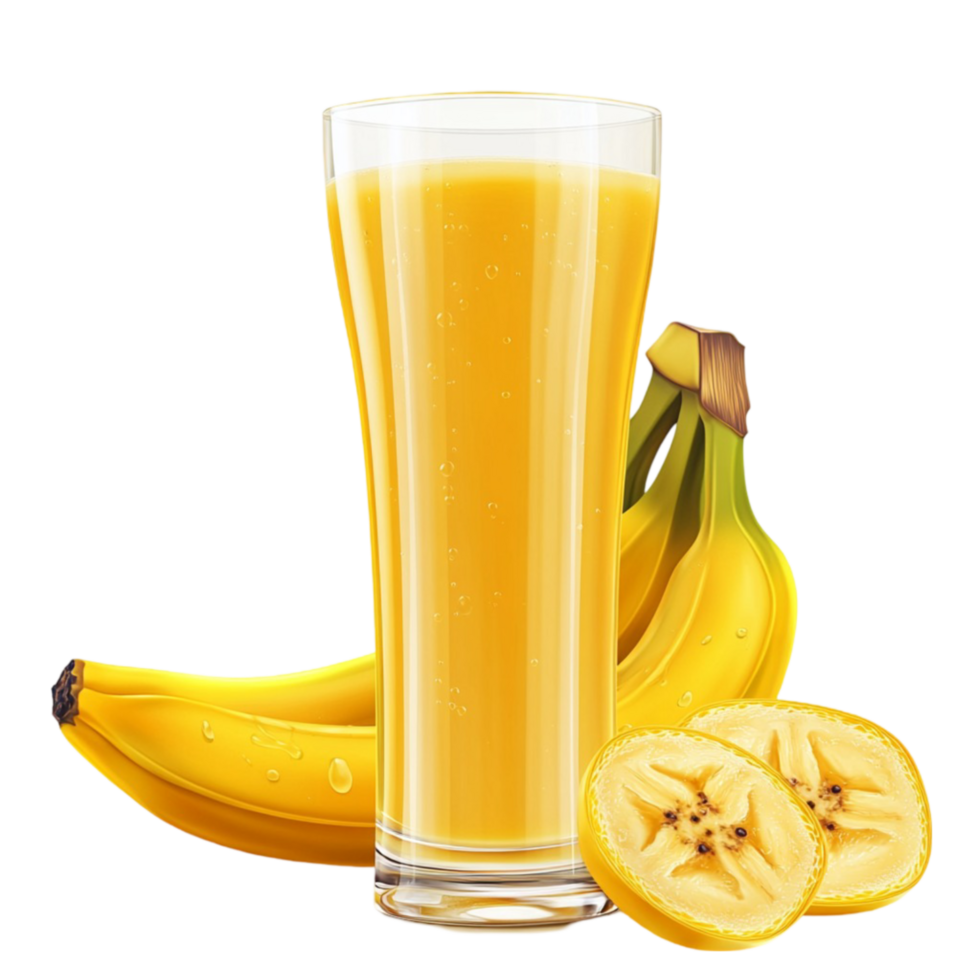 Banana Juice Glass with Fresh Bananas png
