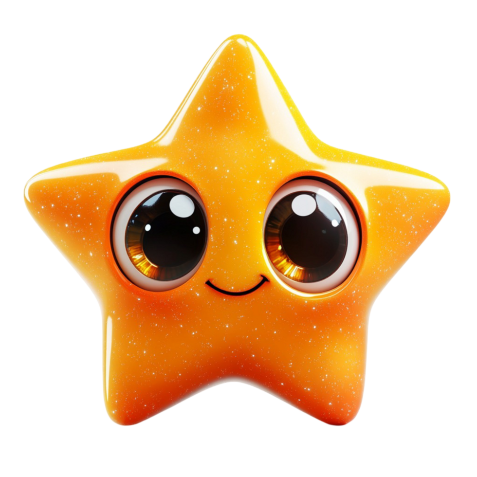 Expressive Star Cartoon with Large Cute Eyes png