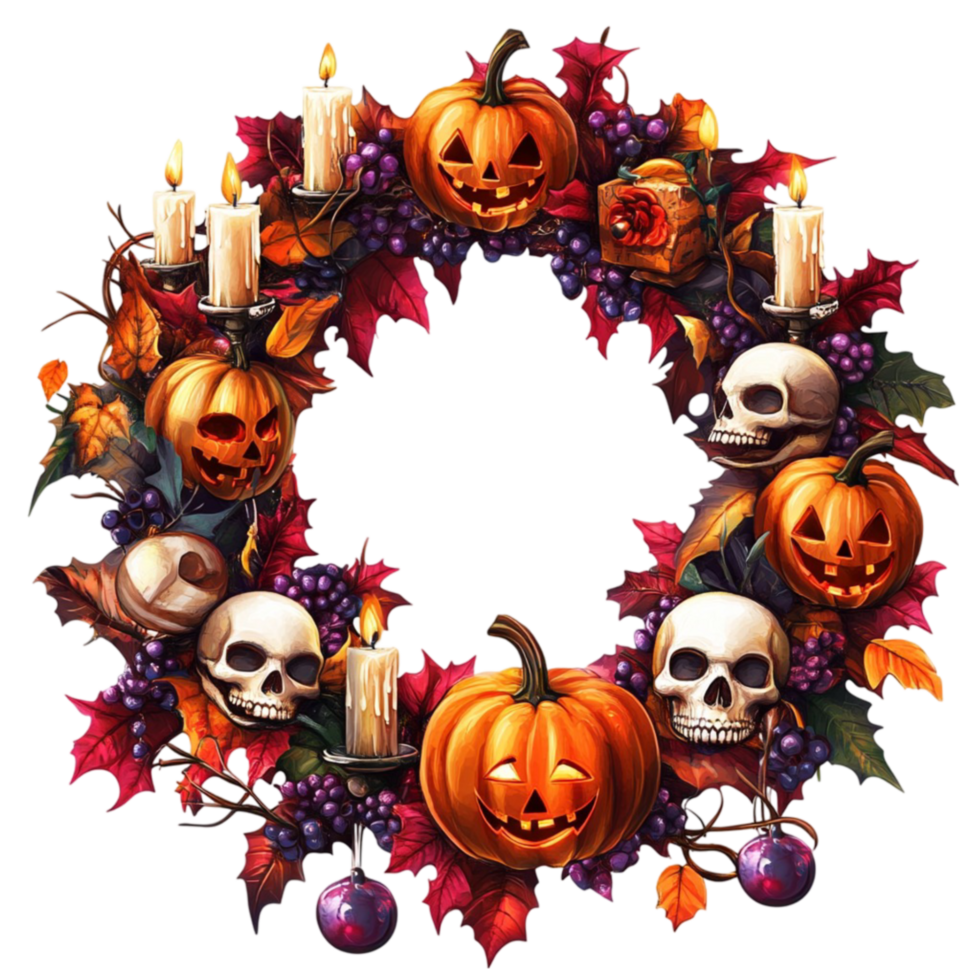Halloween Wreath with Pumpkins png