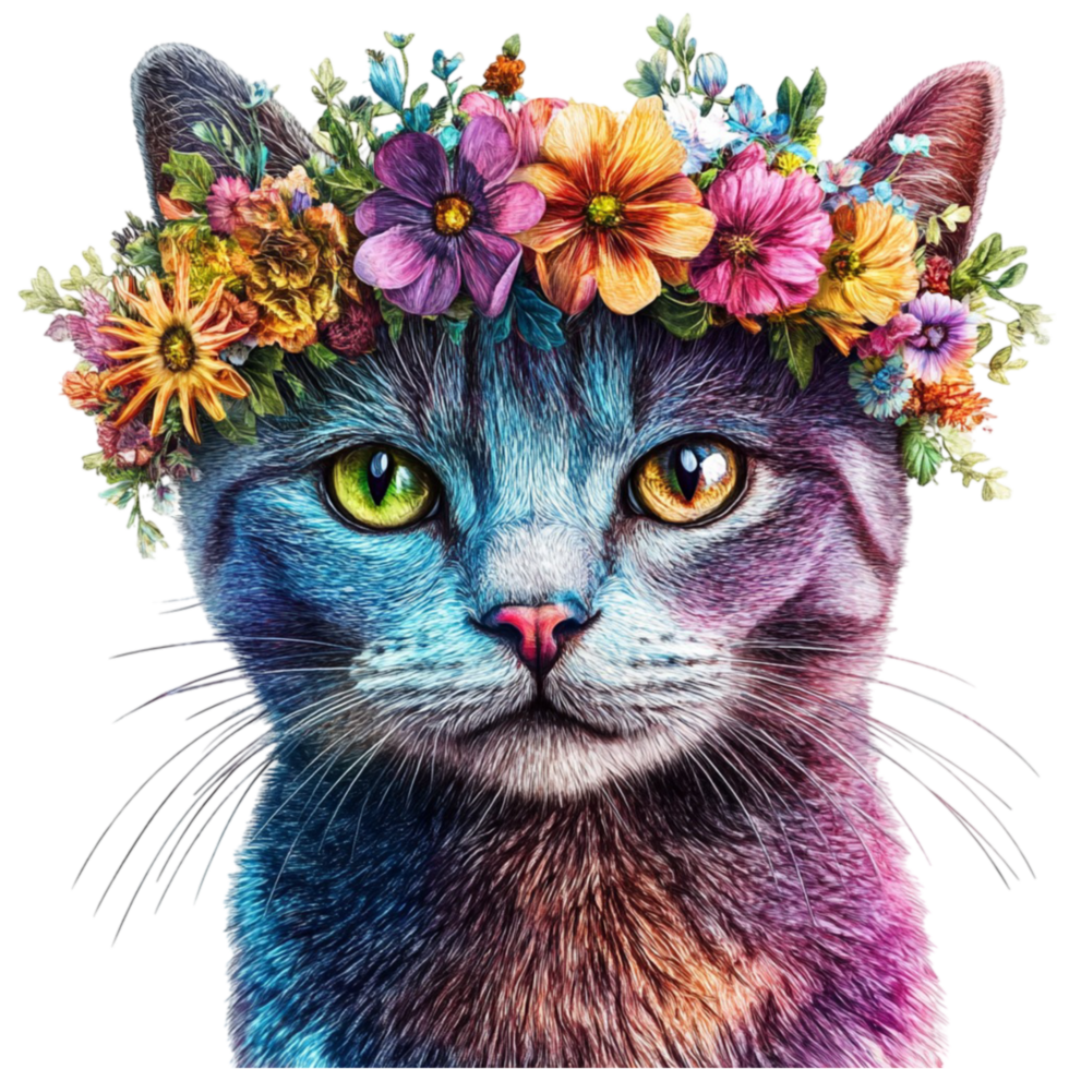Cat with Flower Crown png
