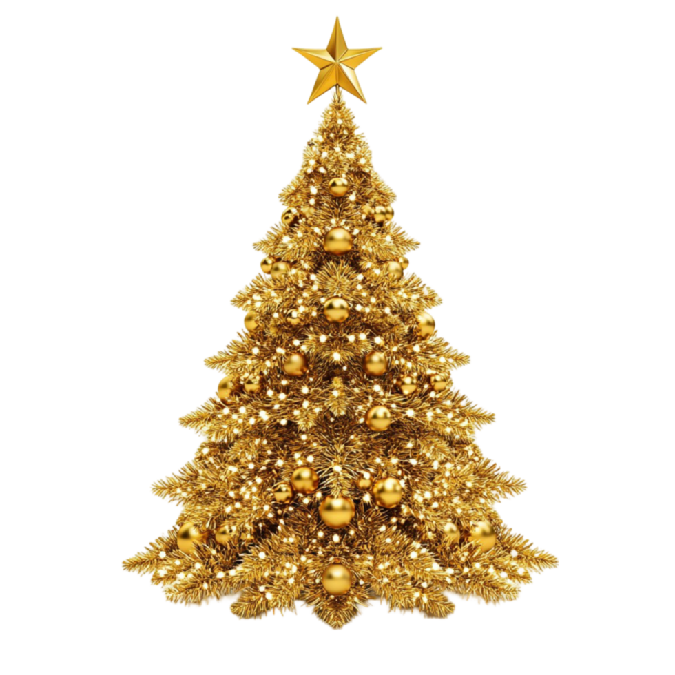 Golden Christmas Tree with Star png