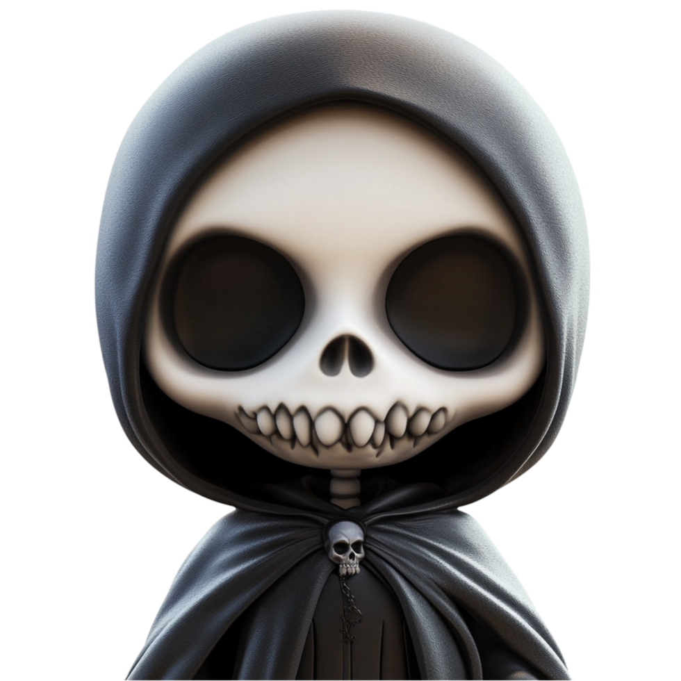 Cute Grim Reaper with Skull Face png