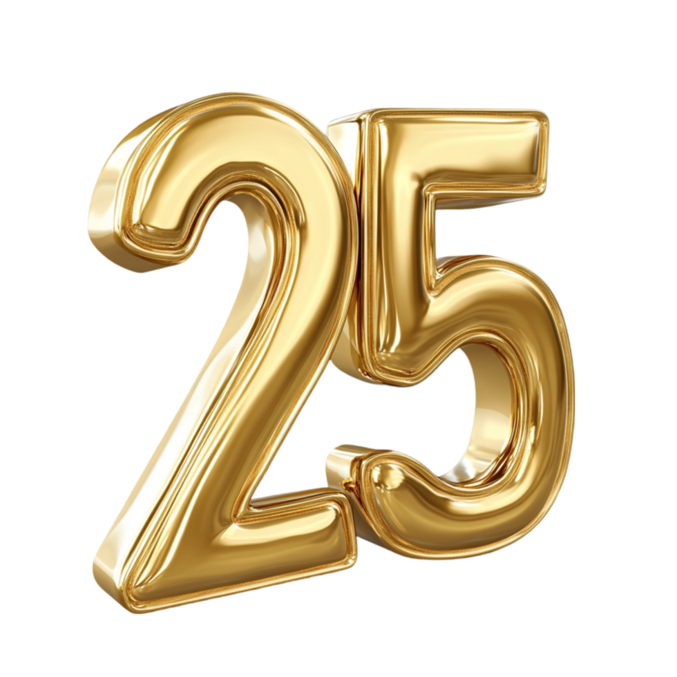 Gold Balloon Number 25 Design png