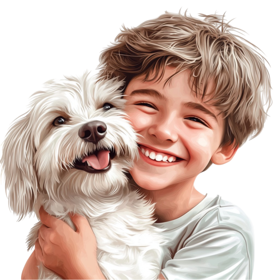 Happy Boy Holding Dog png