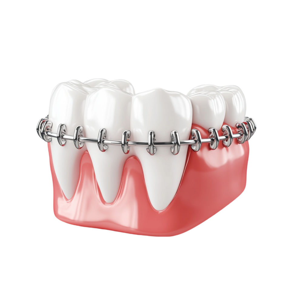 Set of Teeth with Braces - Orthodontic Dental Model png