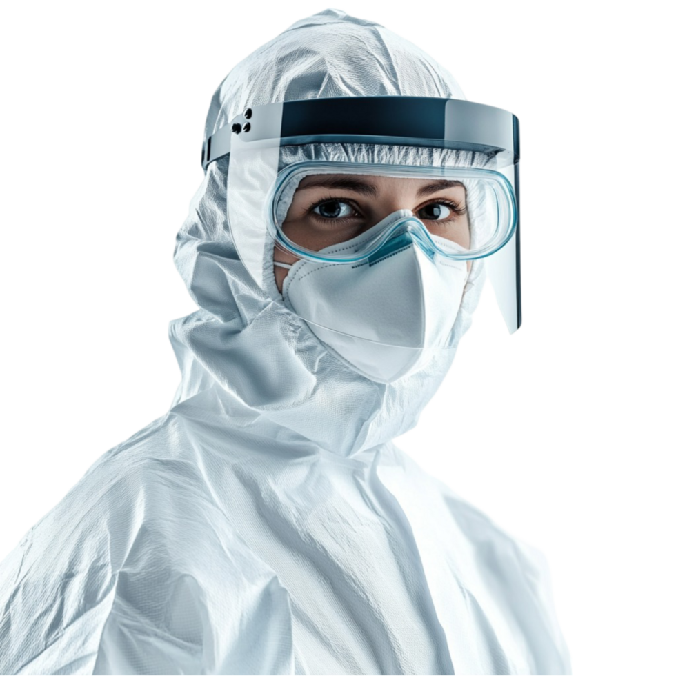Doctor in PPE Suit with Face Shield and Mask png