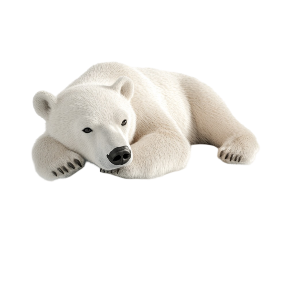 Sleeping Polar Bear on Snow png