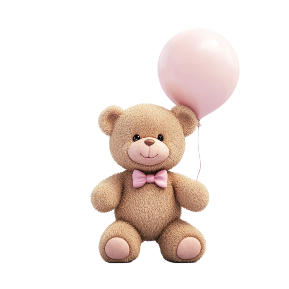 Teddy Bear Holding a Cotton Candy png