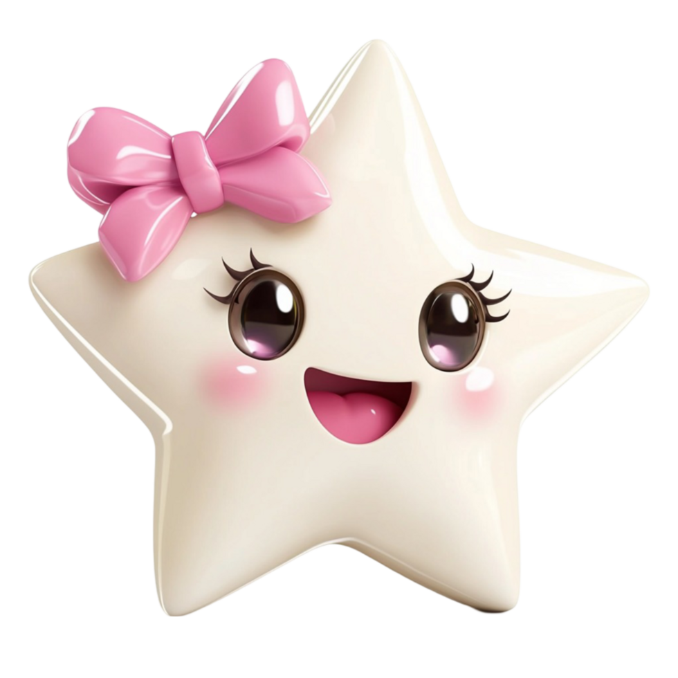 Smiling Star with a Pink Bow png