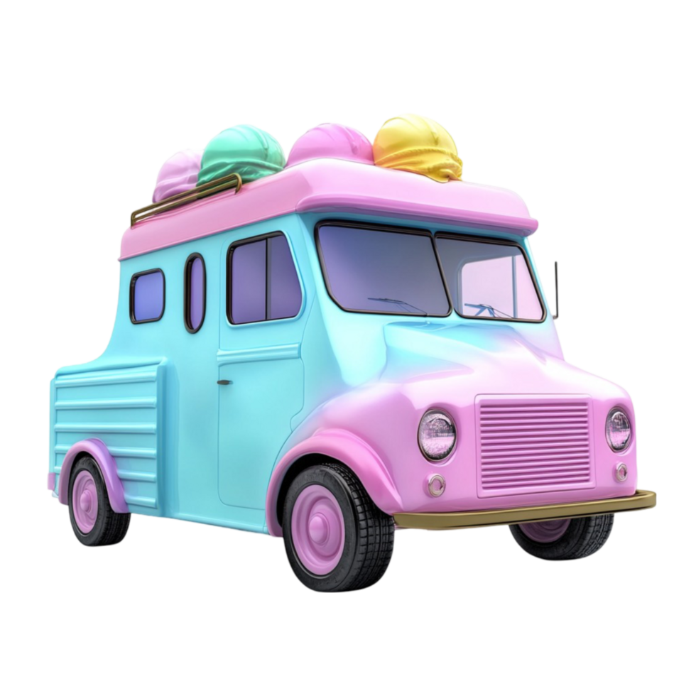 Mint and Pink Vintage Ice Cream Truck png