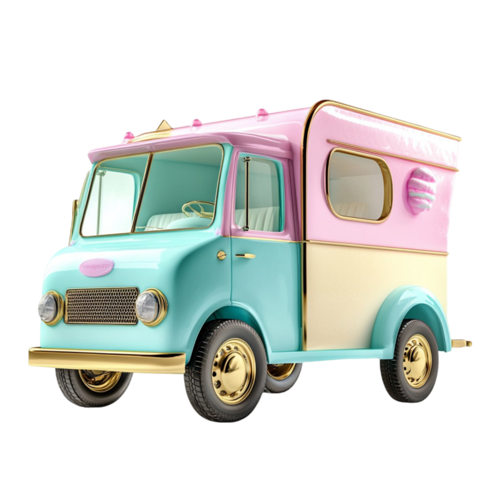 Ice Cream Truck with Pink and Blue Color Scheme png
