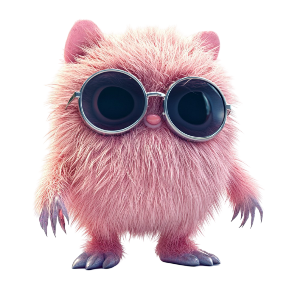 Cute Fluffy Creature with Sunglasses png