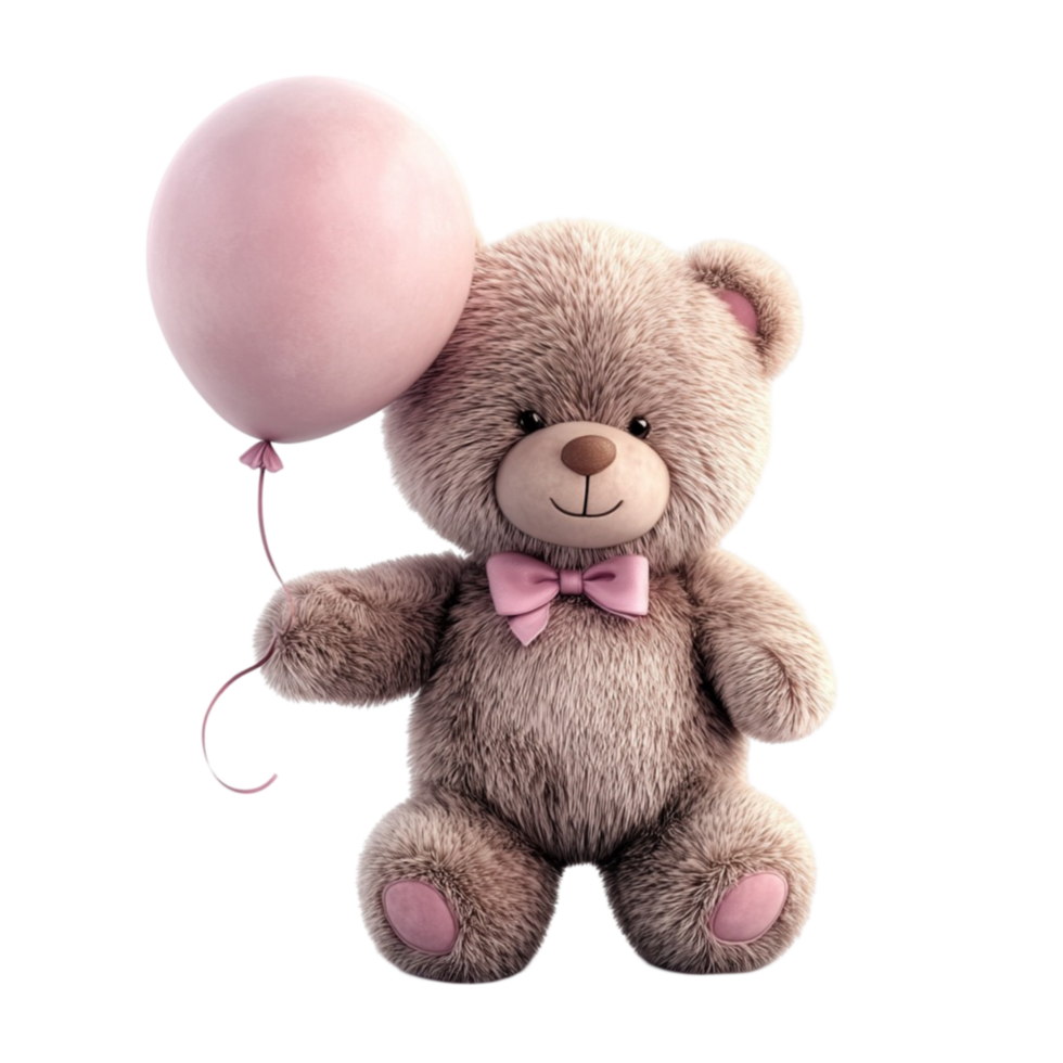Teddy Bear Holding a Pink Balloon png