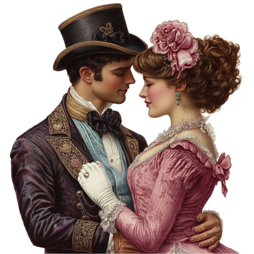 Romantic Vintage Couple Gazing Lovingly png