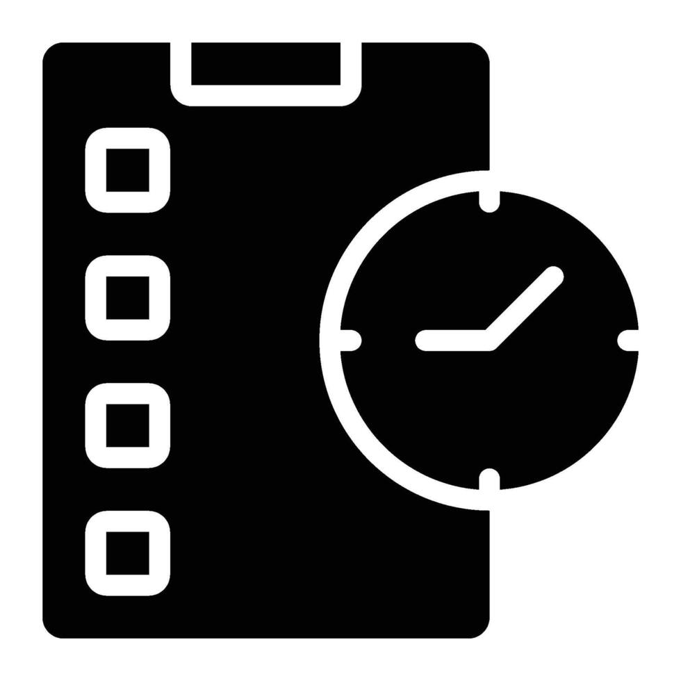 Time Management, Testing Glyph Solid Icon vector