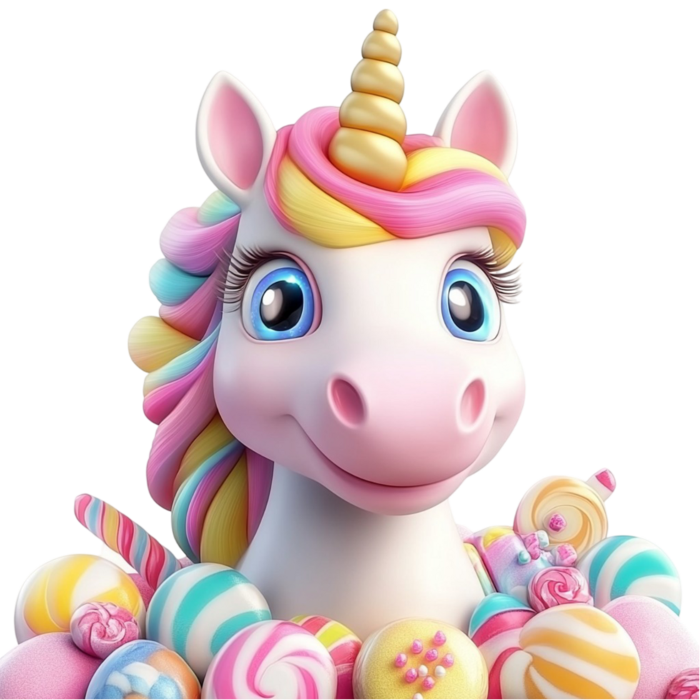Close-Up of a Rainbow Unicorn png