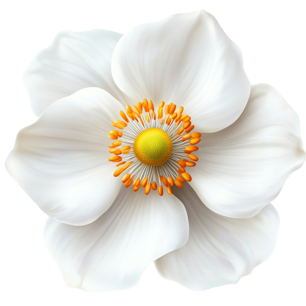 Realistic White Flower with Yellow Center png