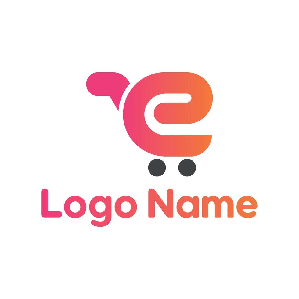 E letter ecommerce logo design vector