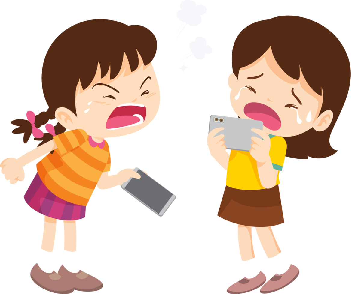 Girl screaming in frustration because she can not use her phone png