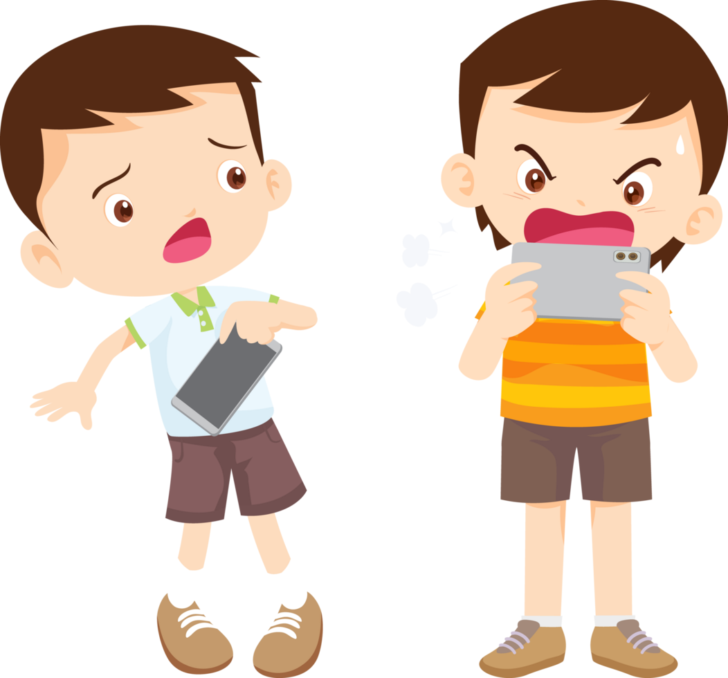 Child displaying aggressive behavior after prolonged screen time png