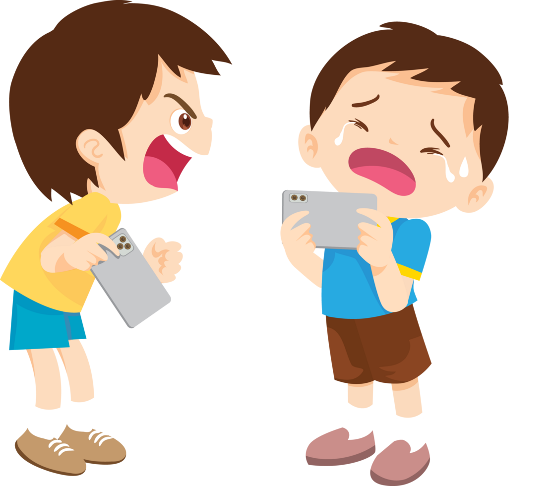 Frustrated child crying in anger after being told to put the phone away png