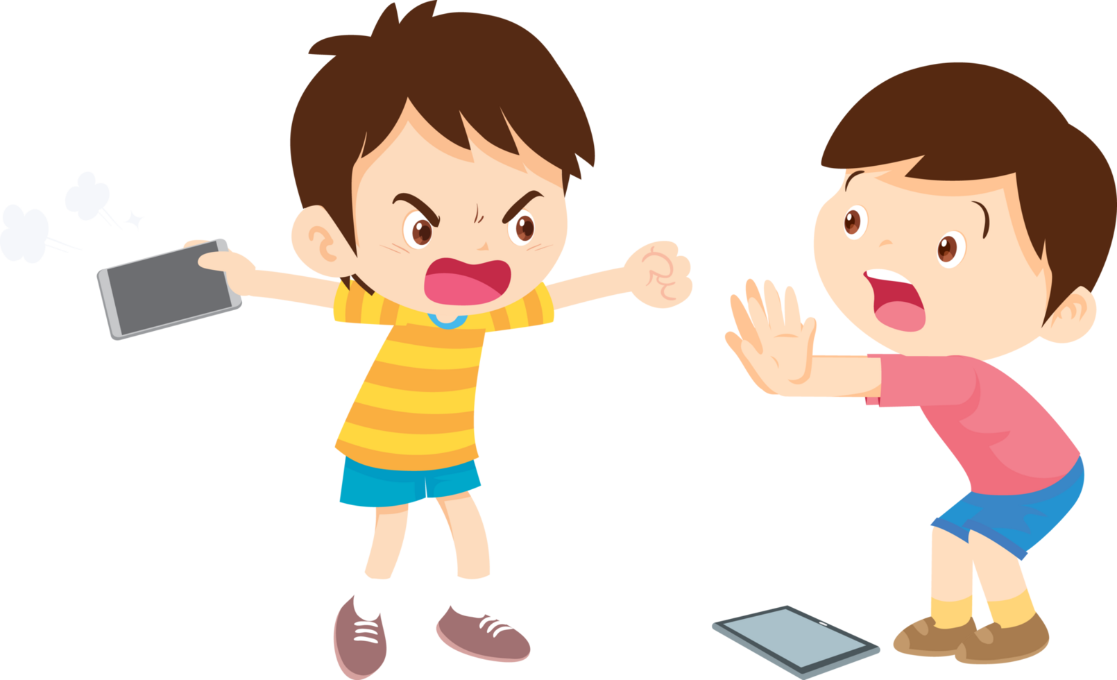 Conflict between kids over who gets to use the tablet next png