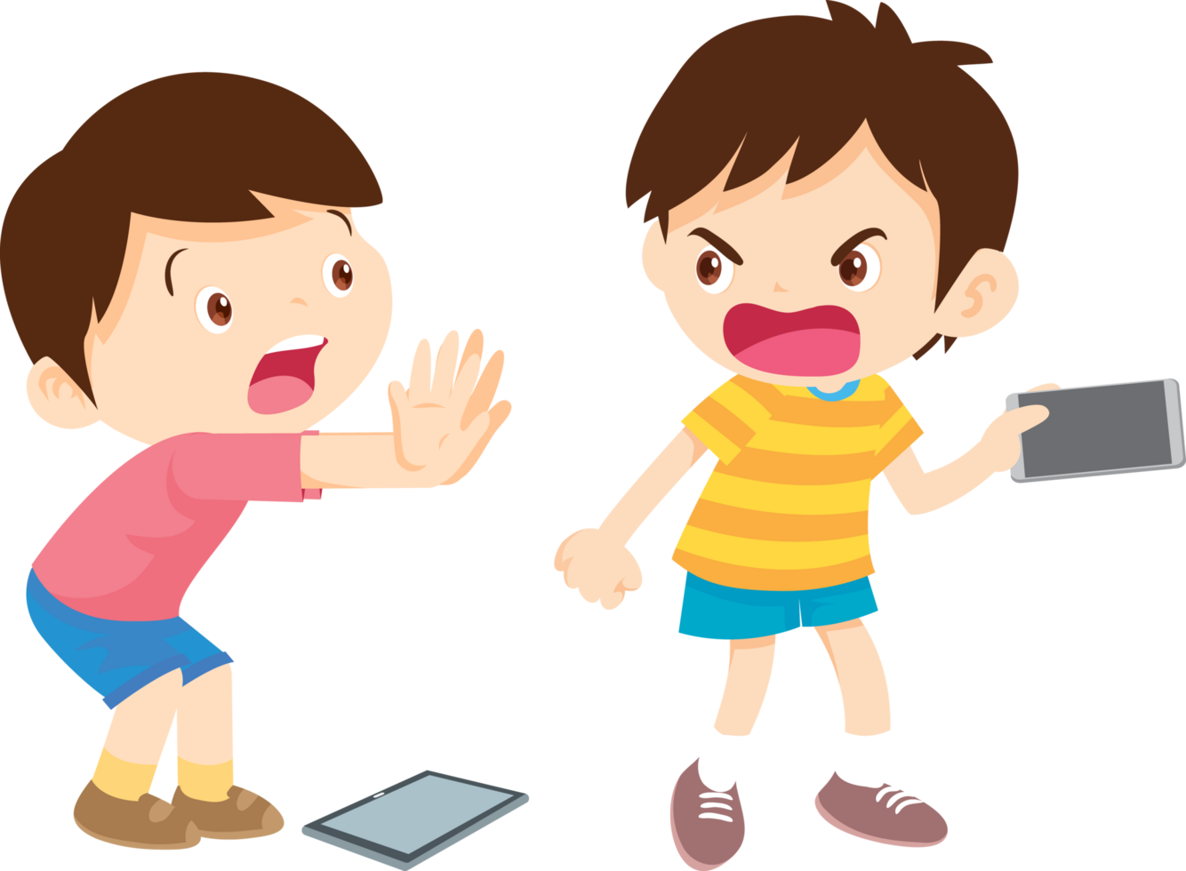 friend screaming at each other over a smartphone dispute png