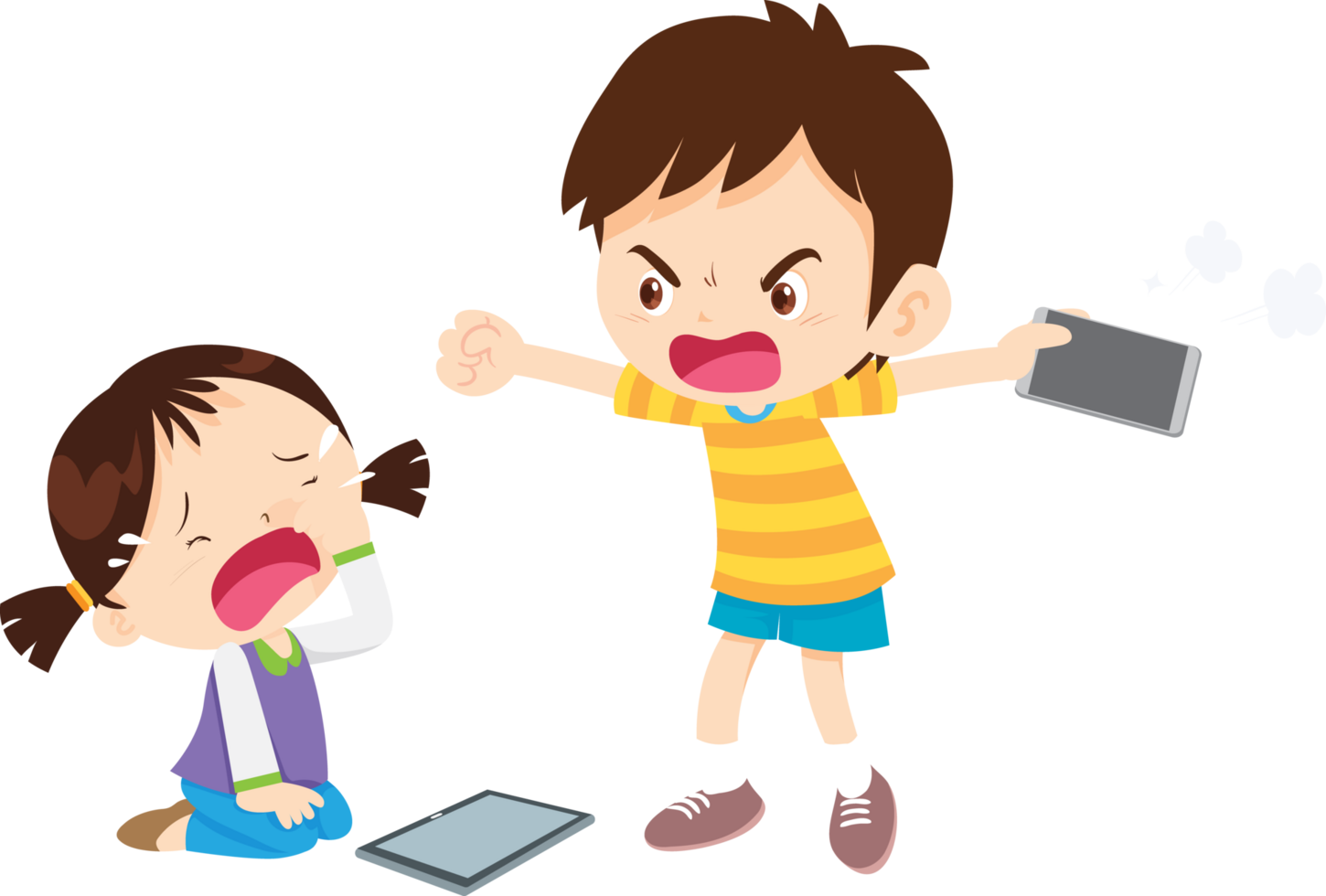 Sibling rivalry caused by excessive gaming on digital devices png