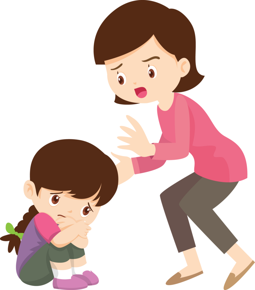 Mother hugging her sad daughter png