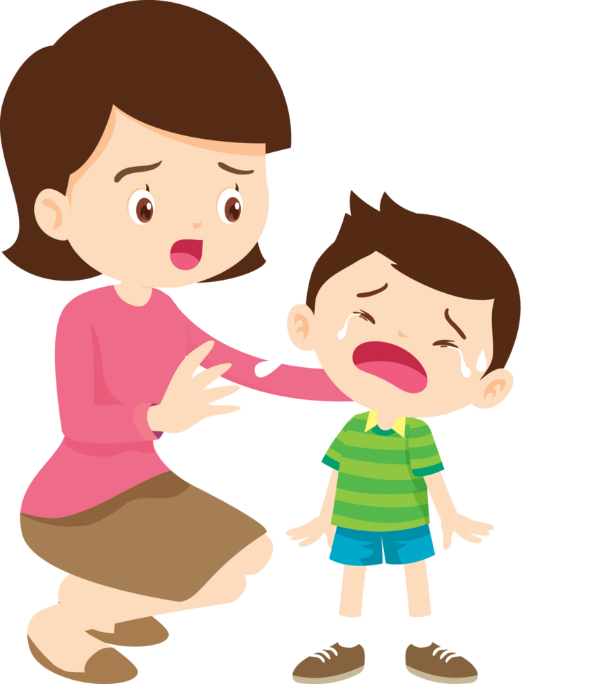 Mother comforts and encourages her disappointed and sad son png