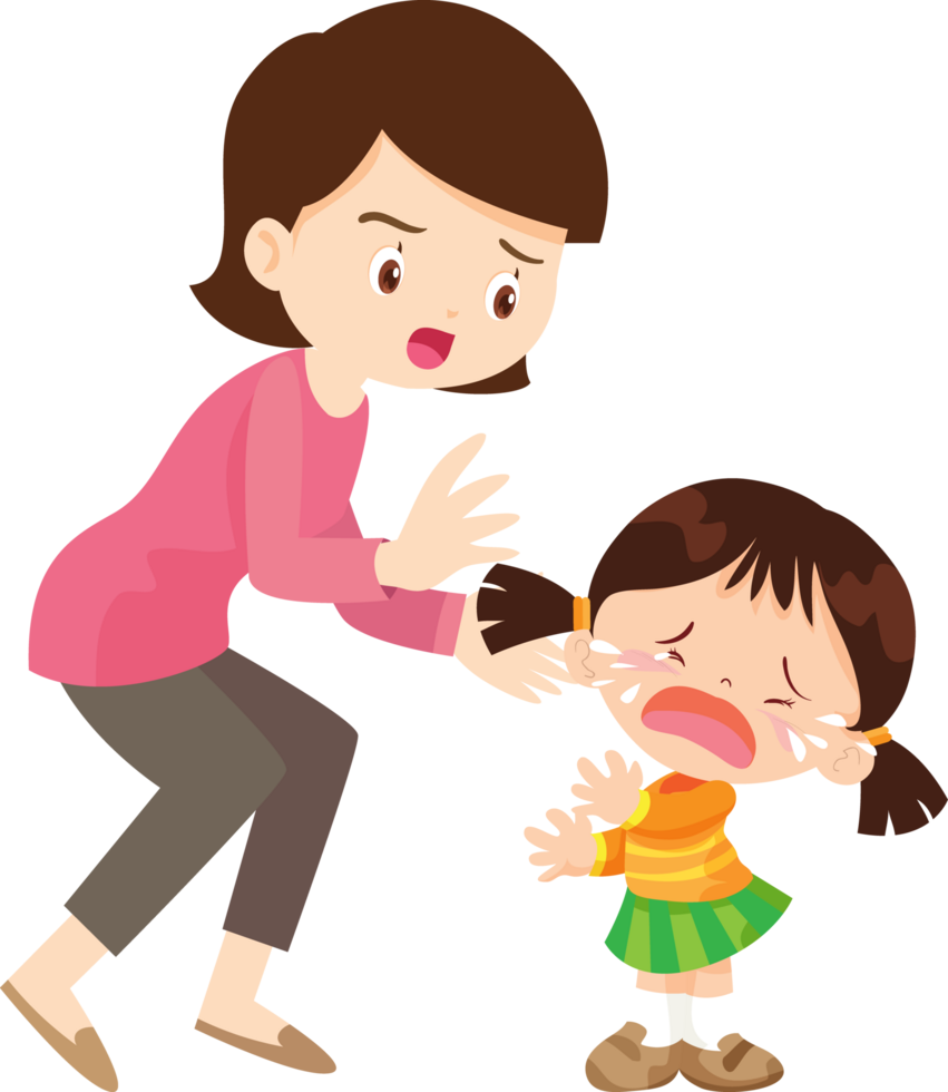 Upset child being comforted by a parent png