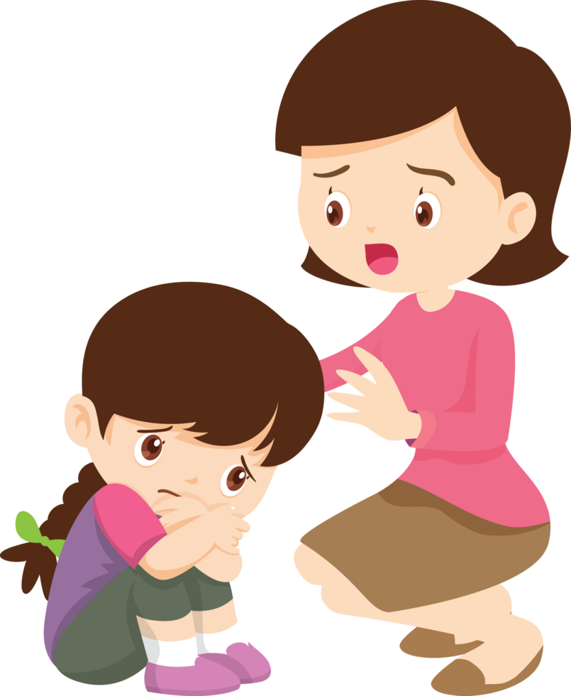 loving mother kisses her daughter forehead to comfort her png
