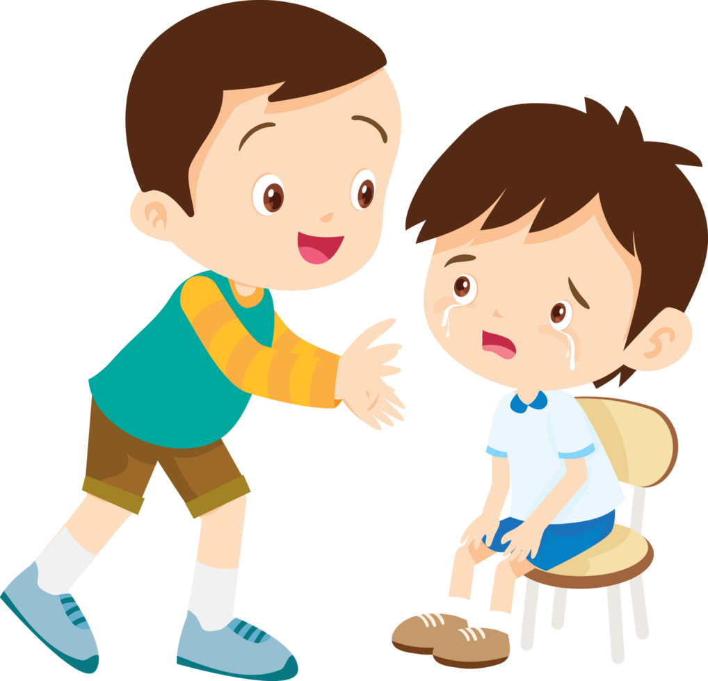 brother gently patting his younger sibling back to reassure png