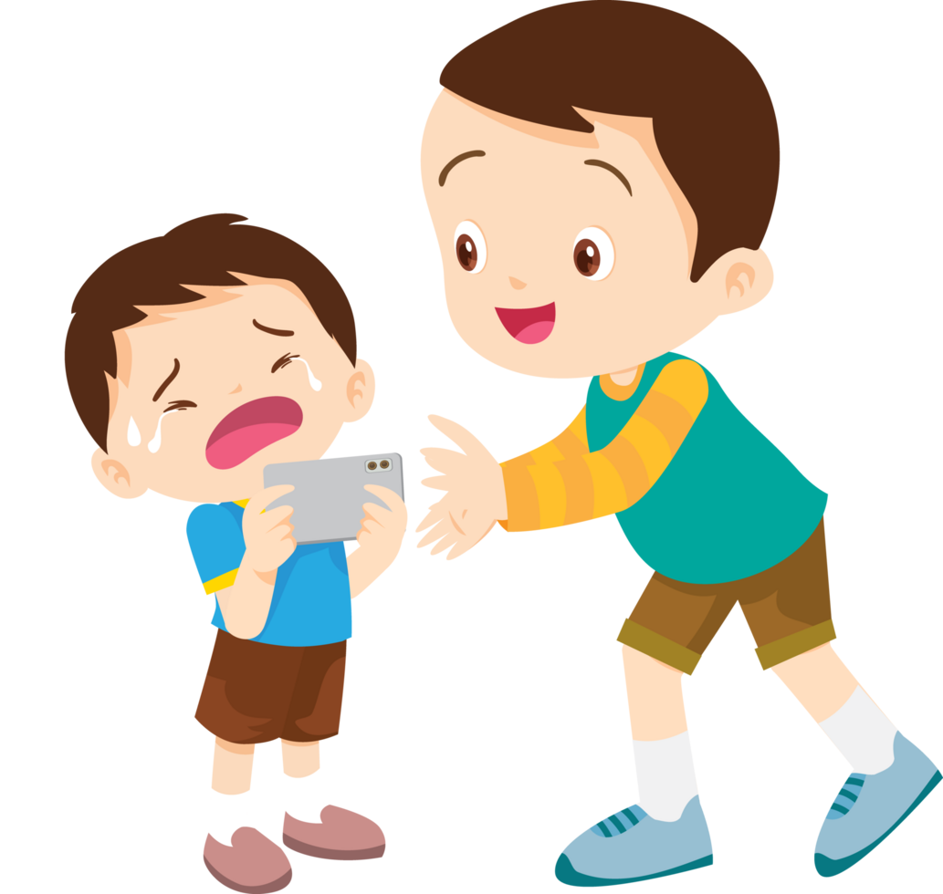 Big brother gently patting his younger brothers head to reassure him png
