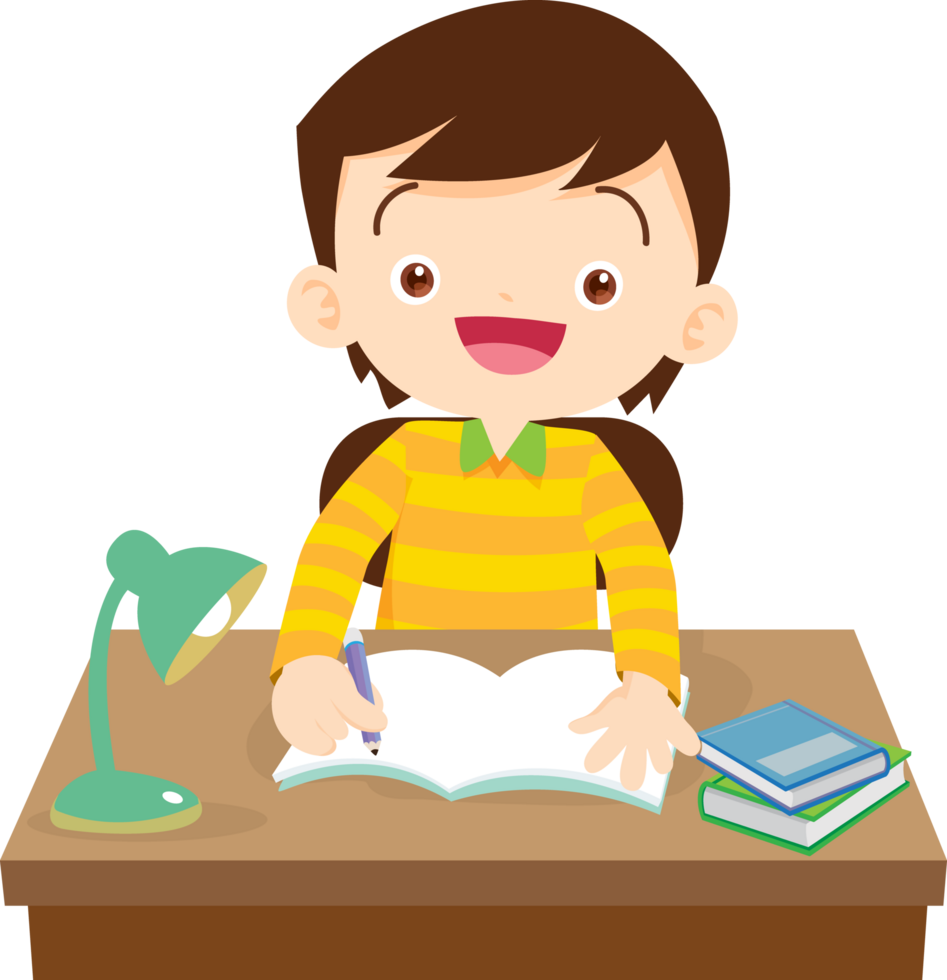 Confident student writing neatly in a notebook png