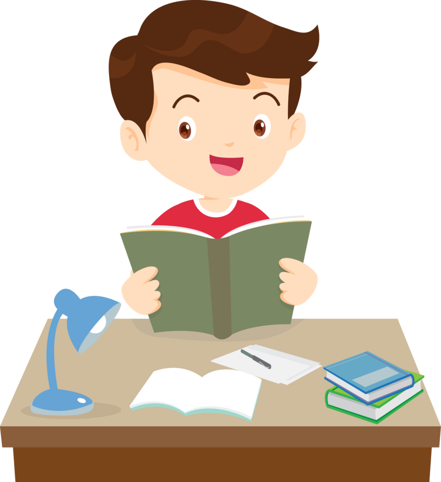Smiling boy holding a book, excited to learn new things png