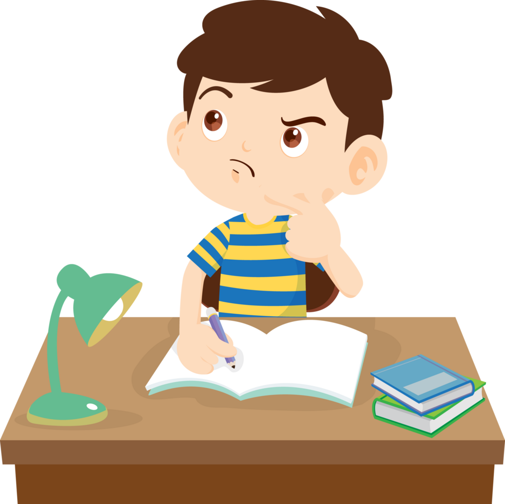 Hardworking student taking notes and preparing for an exam png