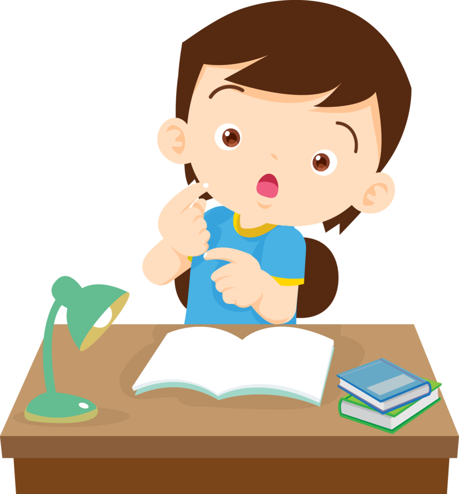Boy with thinking hard while studying png