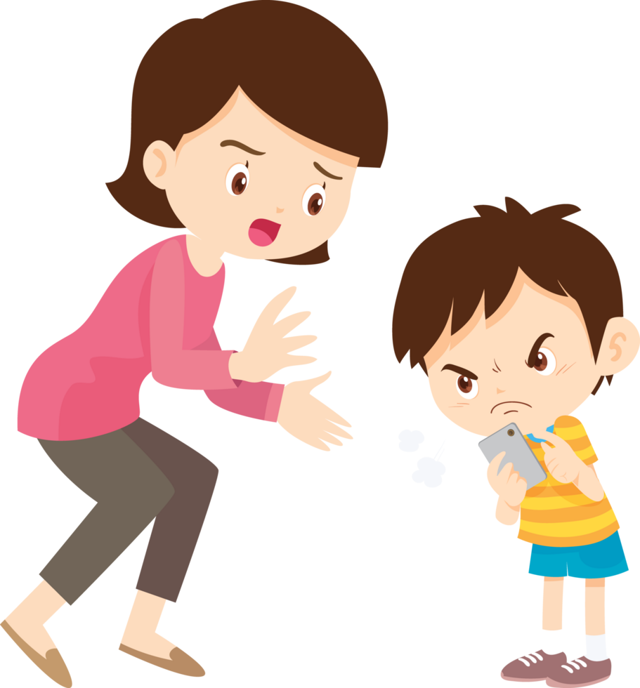Child experiencing withdrawal symptoms when separated from their smartphone png