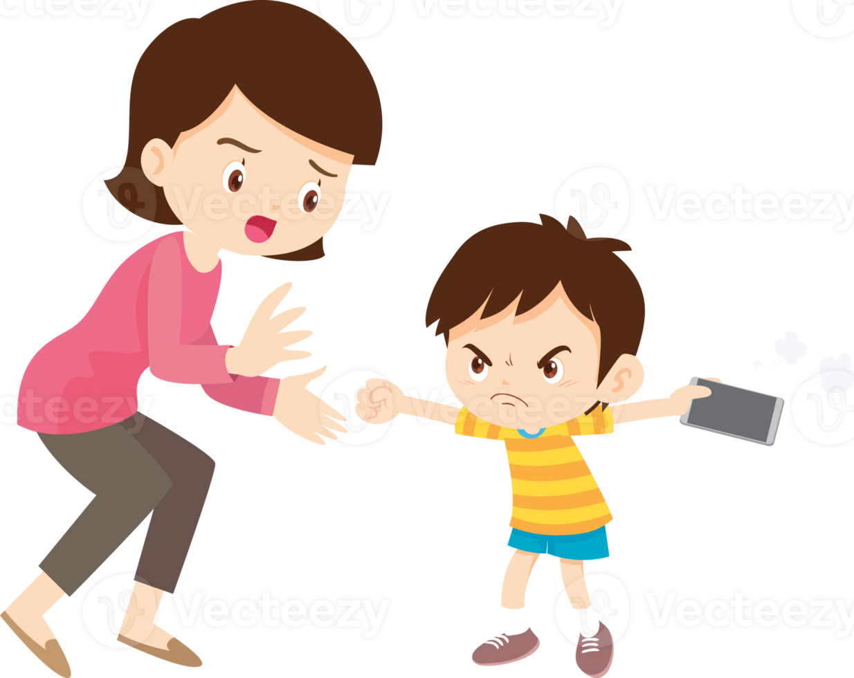 Child developing mood swings due to excessive mobile phone use png