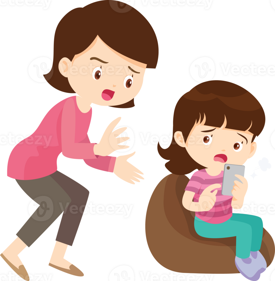 Parents feeling disconnected from their child due to mobile addiction png