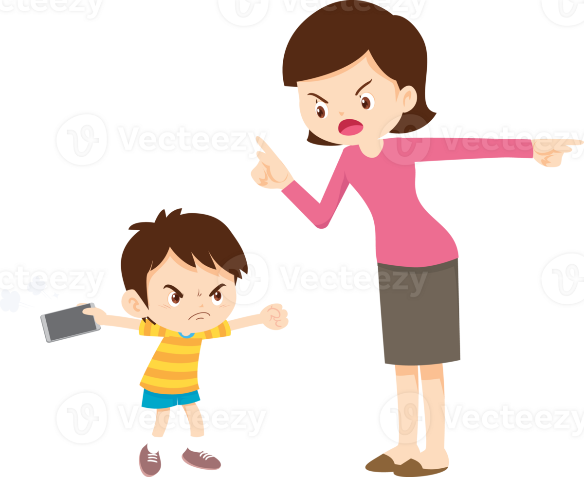 Child becoming aggressive when screen time is limited png