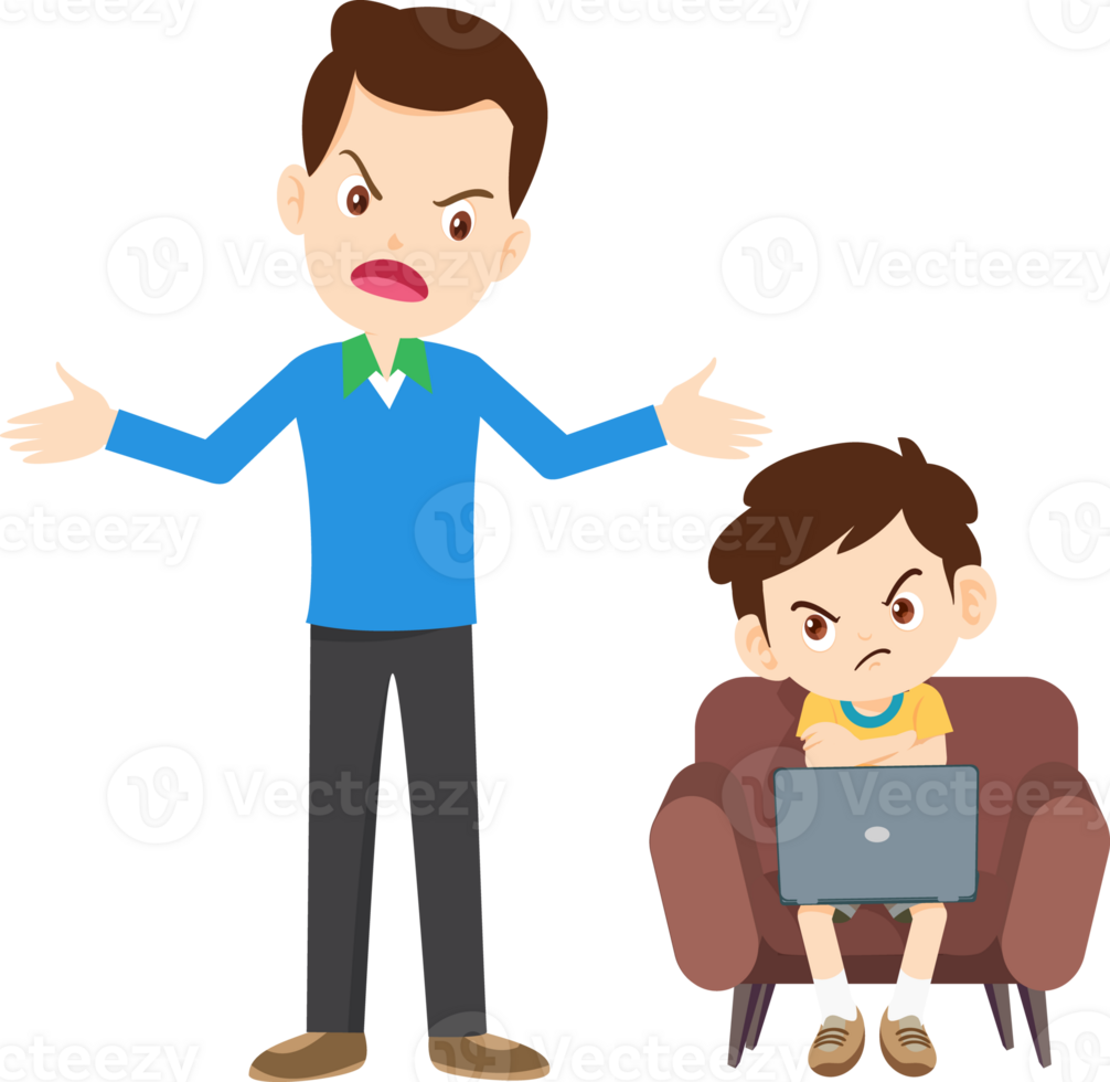 Child refusing to listen and becoming aggressive when screen time is limited png