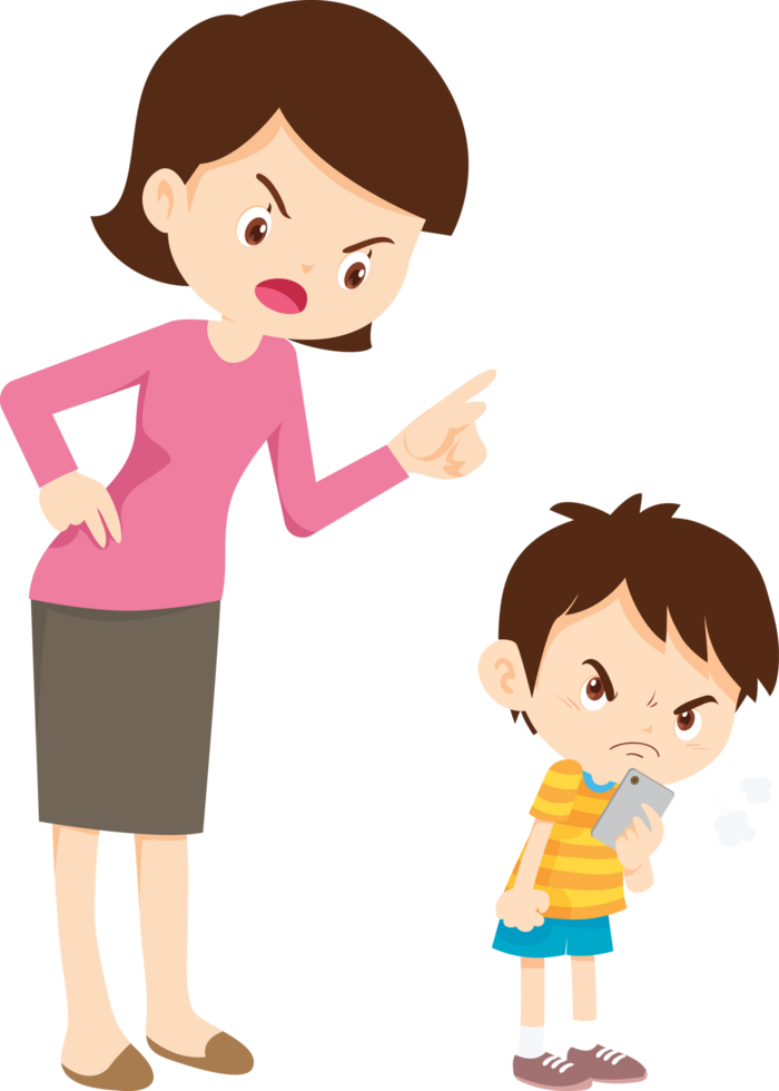 mother punishing her son excessive smartphone use png