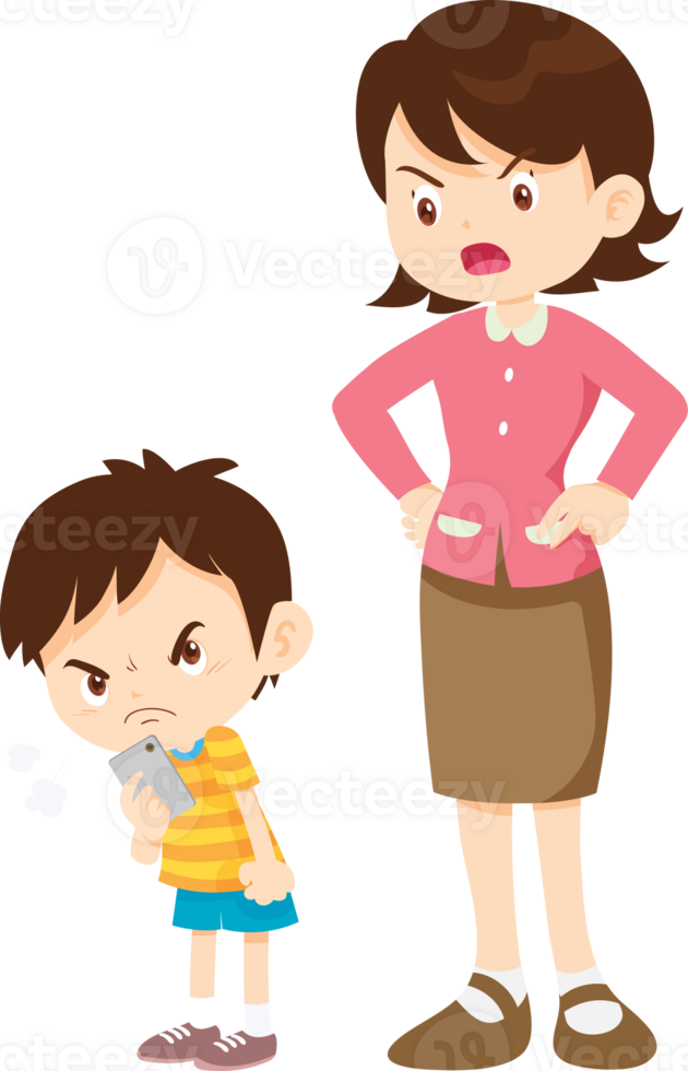 Child refusing to participate in family activities due to mobile dependency png